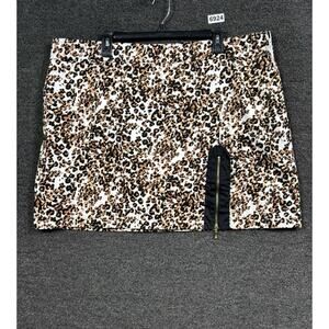 Allyson Whitmore Pencil Mini Skirt Womens Sz 20W Brown Animal Print Golf Tennis